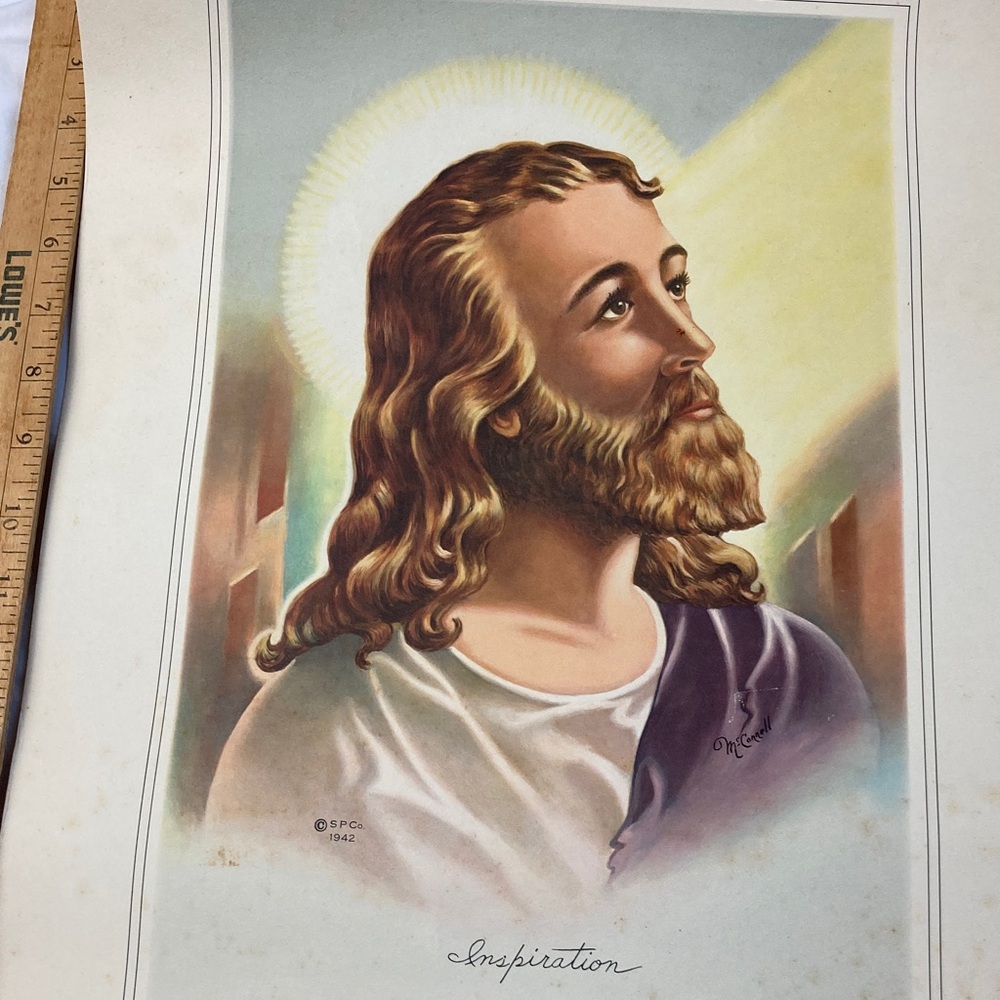 Vintage 1942 Jesus Portrait Print